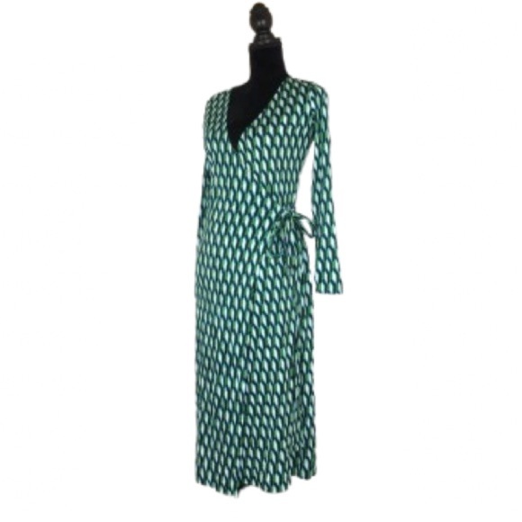 Diane Von Furstenberg x Target Wrap Dress Women’s XS Blue Green White Geometric - Picture 3 of 16